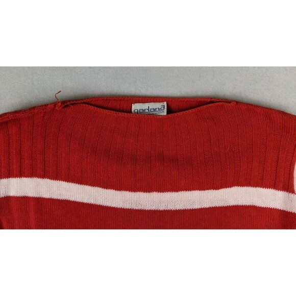 VINTAGE WOMEN'S ORANGE AND WHITE STRIPED PULLOVER SWEATER - GARLAND - SIZE M - Picture 6 of 14